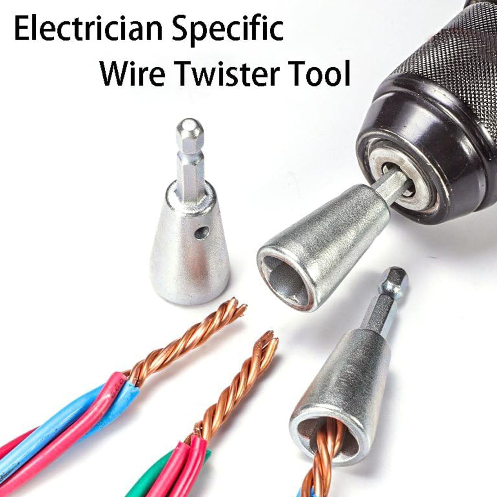LAZIOEGR Electric Wire Stripper Tool for Drill, Cable Twisting Stripping Set, 10-33mm (0.39-1.30 inches) Adjustable Length, High Efficiency Aluminum Twister Accessories