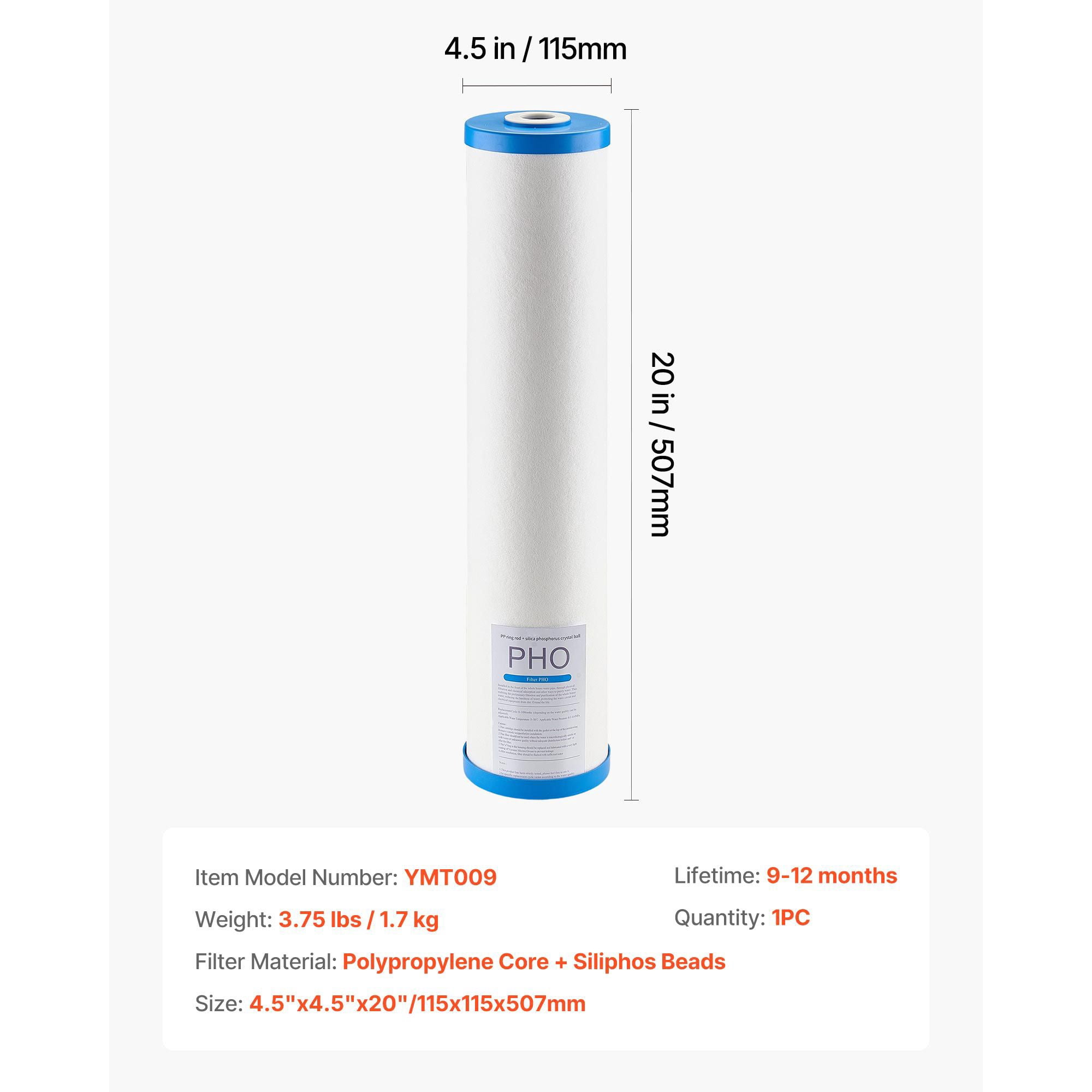 Whole House Water Filter Replacement Cartridge 4.5x20 Inch Scale Inhibitor 100000 Gallon for Hard Water Scale Protection
