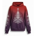 thumbnail image 3 of Christmas Clothes Womens Long Sleeve Oversized Graphic Hoodie Xmas Tree Printed Pullover Sweatshirts Loose Tops (M, Wine), 3 of 3