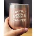 thumbnail image 3 of Happy Camper Wine Tumbler with Sliding Lid - Stemless Stainless Steel Insulated Cup - Cute Outdoor Camping Mug, 3 of 3