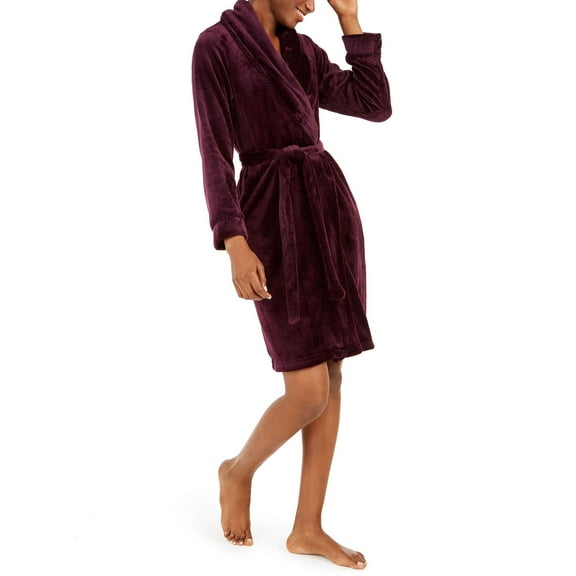 Sesoire Women's French Fleece Short Wrap Robe,