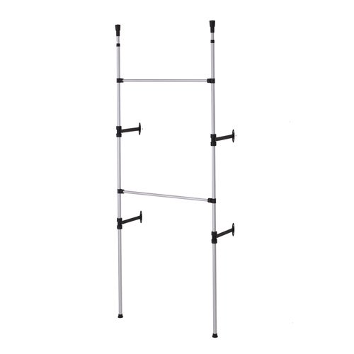 Modern 2Tier Telescopic Clothes Rack, Metallic