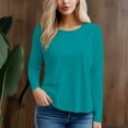 thumbnail image 2 of Women's 300g 100% Cotton Round Neck Regular Solid Long Sleeve T-Shirt, 2 of 13