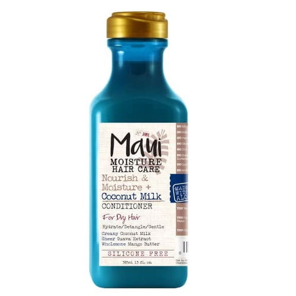 Maui Moisture Nourish & Moisture   Coconut Milk Conditioner to Hydrate and Detangle Curly Hair, Lightweight Daily Moisturizing Conditioner, Vegan, Silicone & Paraben-Free, 13 fl oz