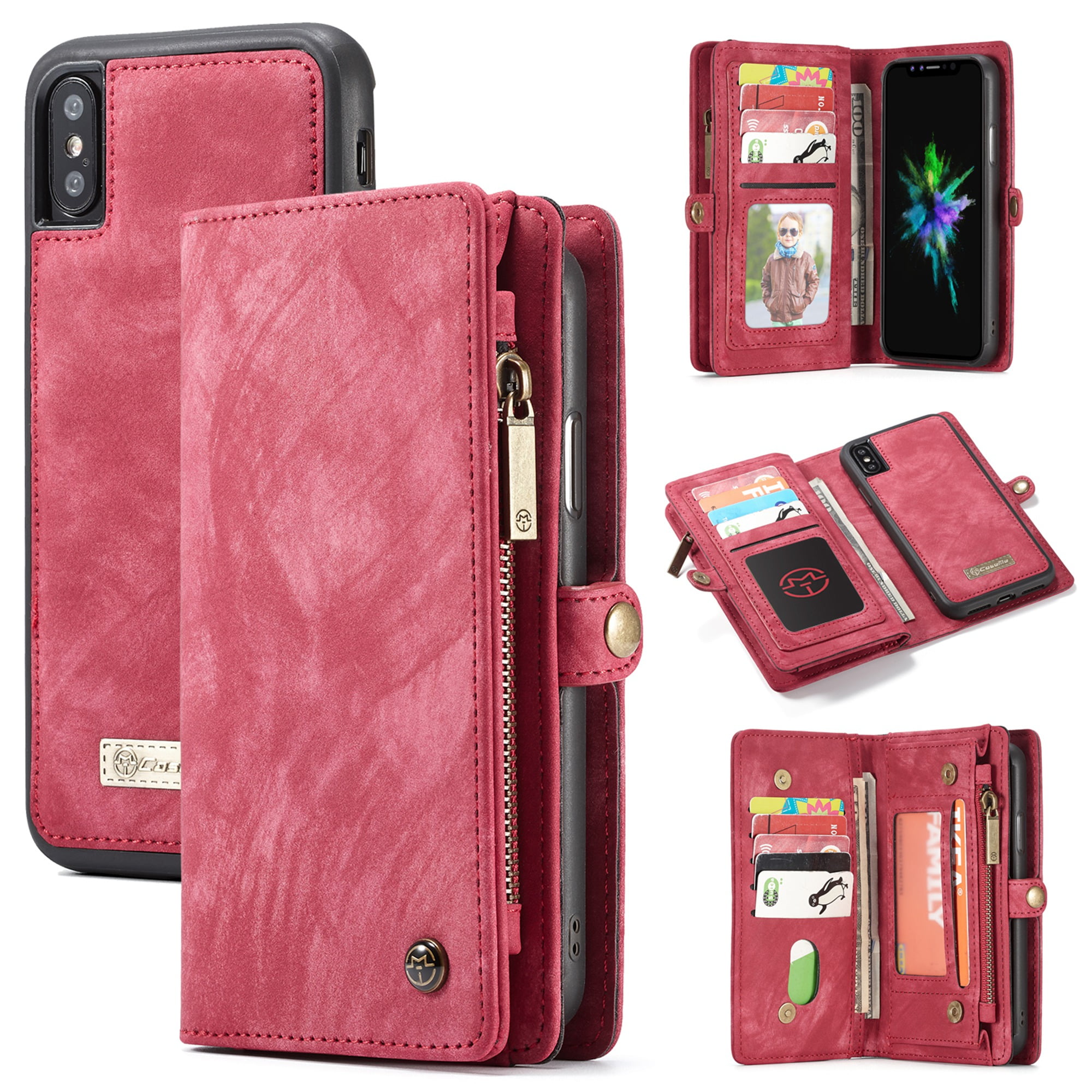 For iPhone Xs / iPhone X Wallet Detachable Case, Multifunctional 2 in