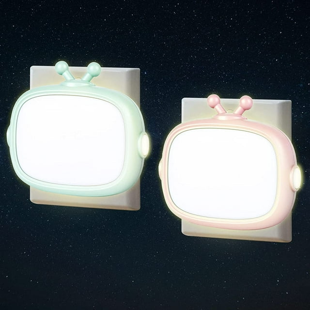 Luz nocturna para niños con enchufe, 2 piezas de luz nocturna con enchufe eléctrico para niños con sensor crepuscular, luz nocturna LED ajustable, Plug and Play, lámpara de pared pequeña para