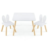 Canddidliike 3 Pieces Kids Table and Chairs Set for Arts Crafts Snack Time-White, Kids Table for Arts & Crafts, Snack Time, Homeschooling, Homework