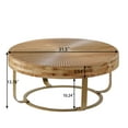 thumbnail image 5 of CHEERFUN Modern Round Coffee Table with Wooden Carving Pattern and Metal Legs, Living Room Office Furniture, Golden, 5 of 10