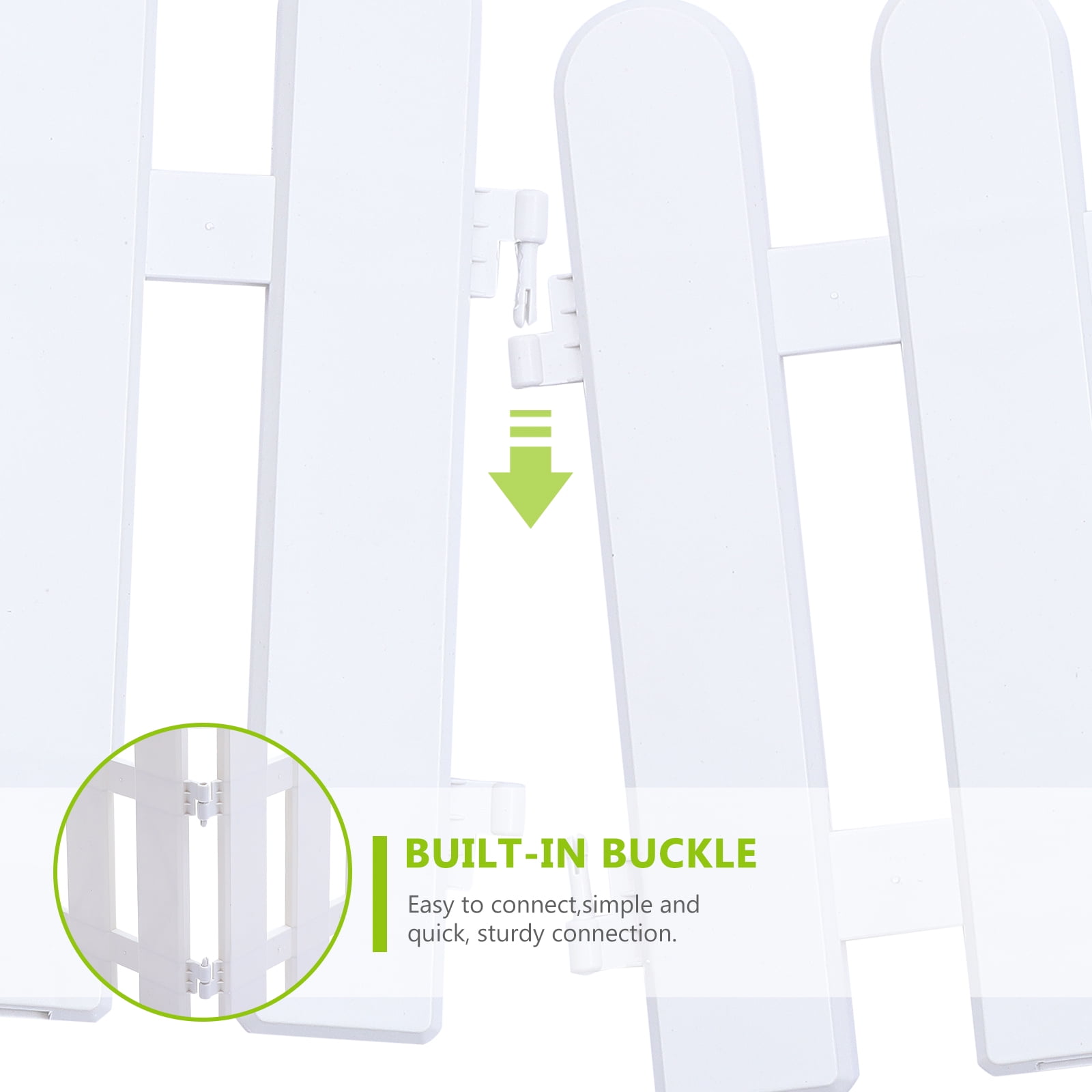 HERFIER 5Pcs Garden Picket Fence Plastic White Edgings Decorative Landscape Path Panels 19.65x11.79x0.39in