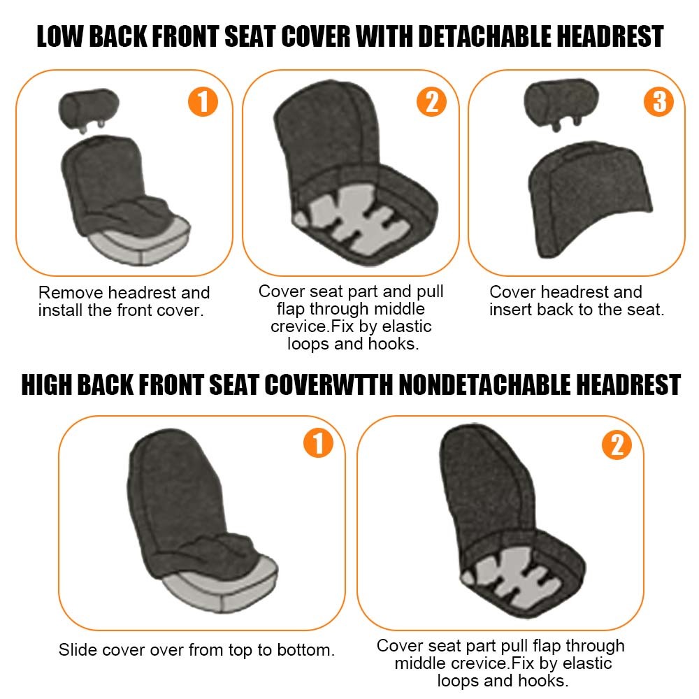 AUTOA 9 Pcs PVC Leather Car Seat Covers Full Set, Front & Rear Bench Waterproof Seat Cover Fit for SUV,Sedan,Van, Airbag Compatible, White