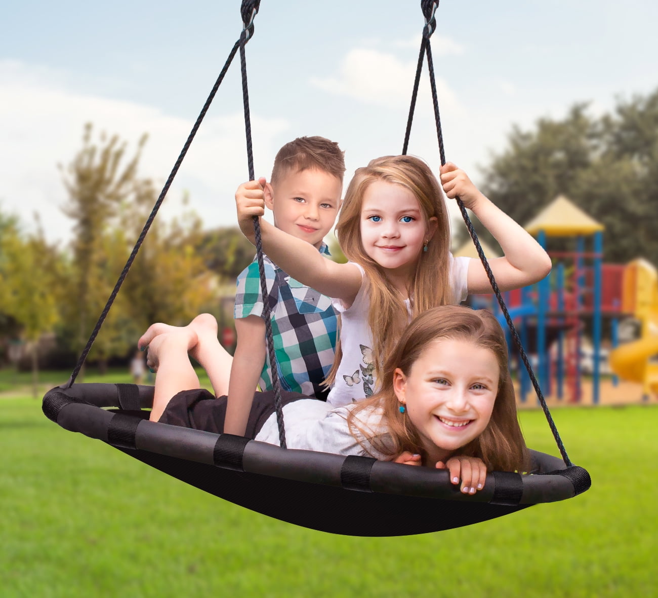 Sorbus Spinner Swing - Kids Indoor/Outdoor Round Mat Swing ...