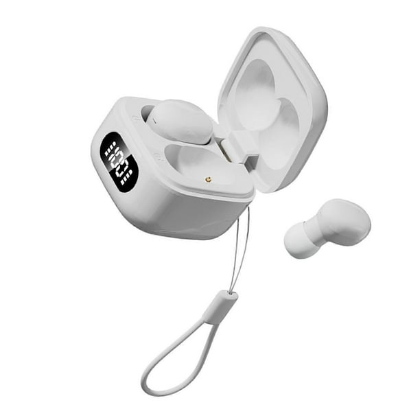 Small Portable Invisible Earphones with Lanyard Wireless BT Headphones with Power Display Noise Cancelling Earbuds For Sleep Work