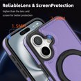 thumbnail image 6 of Magnetic Case for iPhone 17, Wireless Charging, Rotatable Ring Holder Stand Military Grade Shockproof Protection Classic PU Leather Phone Cover for iPhone 17, Purple, 6 of 7