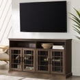 thumbnail image 2 of Maklaine 58" Classic Glass Door TV Console with Adjustable Shelves in White Oak, 2 of 8