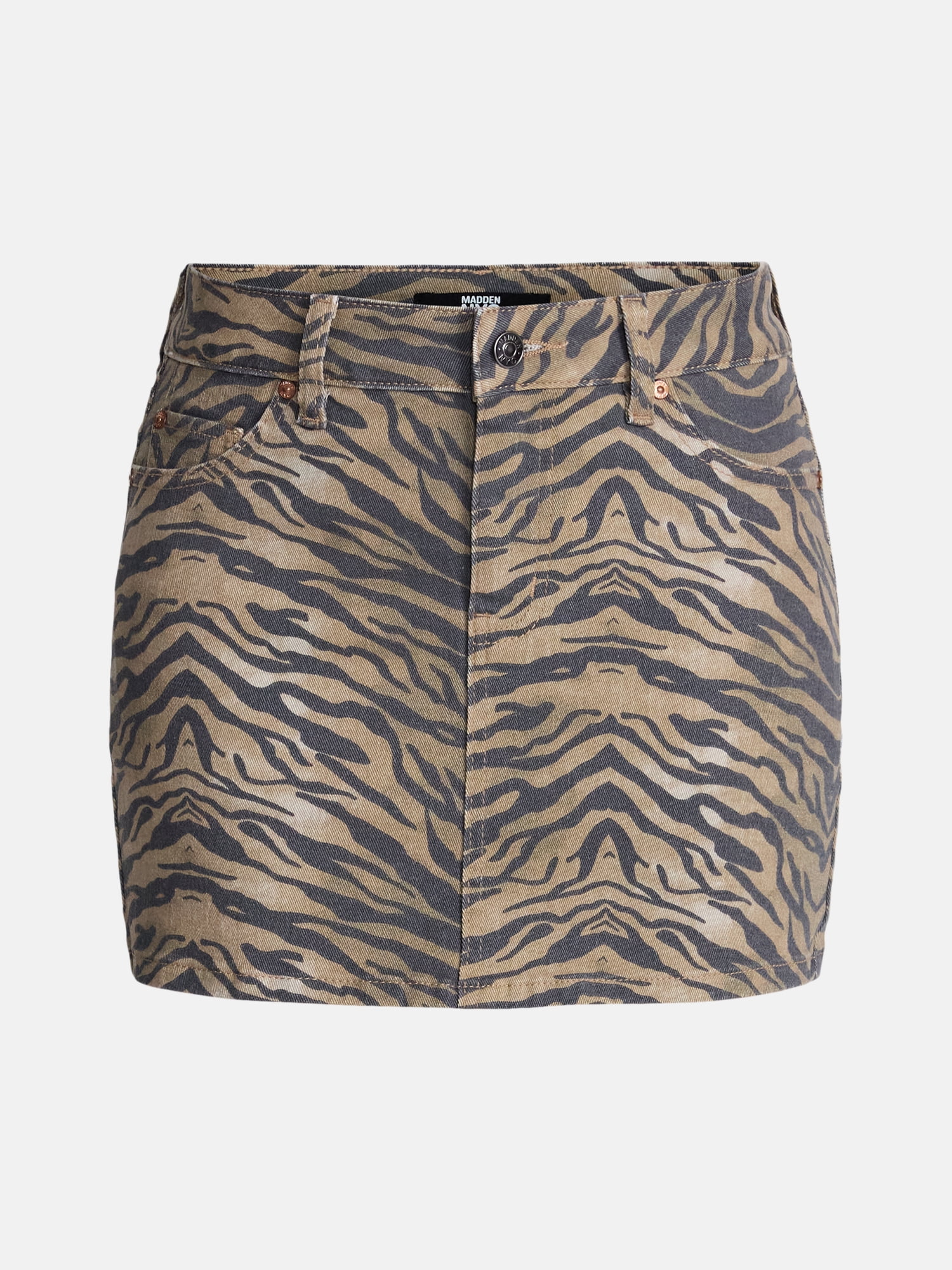 Madden NYC Women's Zebra Print Twill Mini Skirt, Sizes XXS-XXL