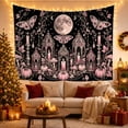 thumbnail image 3 of Nocturnal Cratered Moon with Flanked Crescent Moons Moth, Spooky Gothic for Gothic Decor Fans, Dark Art Decor, Halloween Gift, Tapestry Wall Hanging for Bedroom and Dorm, 3 of 7