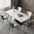 thumbnail image 4 of POVISON 63"Modern Luxury White Rectangular Dining Room Table for 4, Glossy Sintered Stone Tabletop, White and Black Z-shaped Stainless Steel Base, 4 of 9