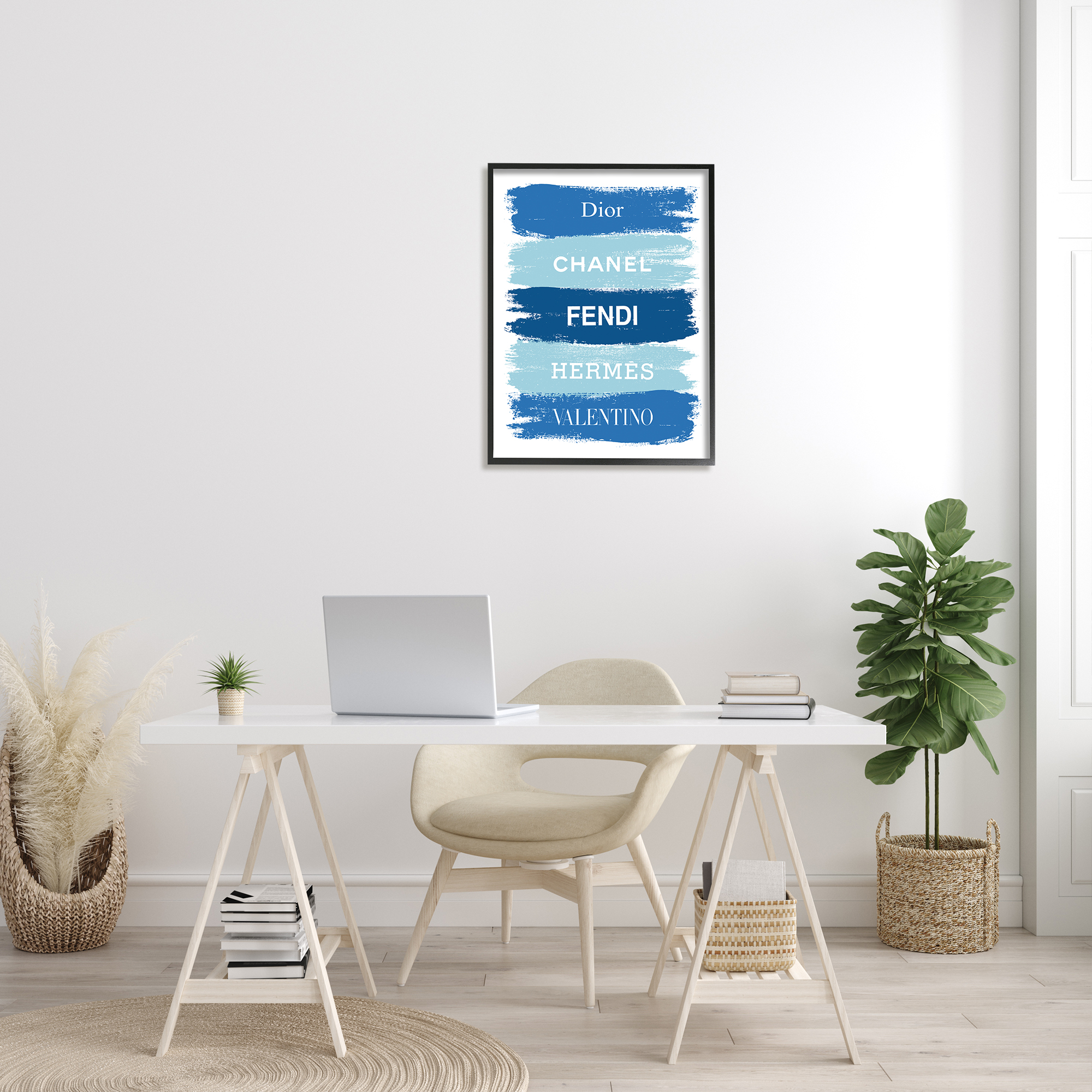 Stupell Industries Blue Denim Brush Strokes Glam Fashion Phrases, 24 x 30, Designed by Martina Pavlova