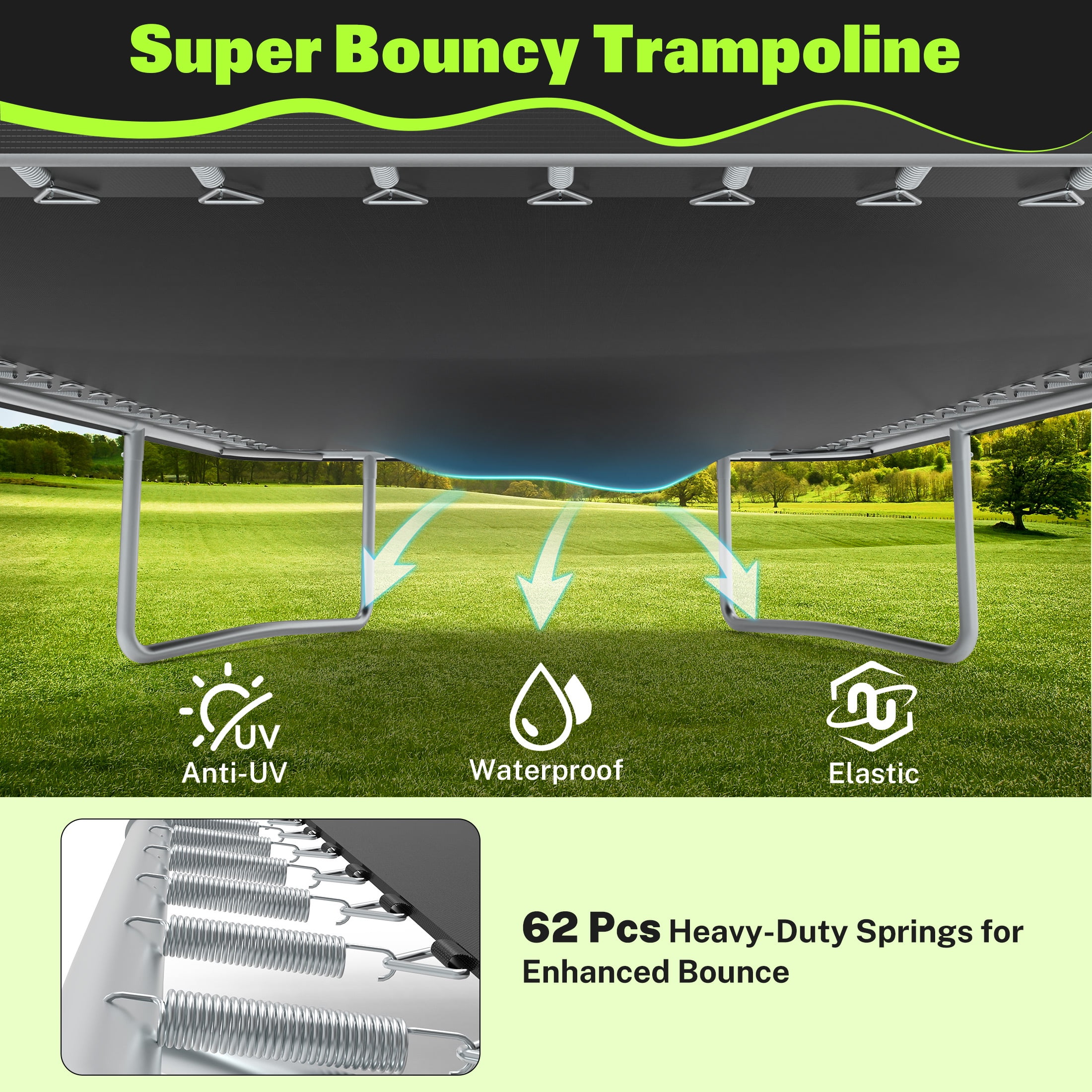 8X12FT Rectangular Trampoline with Enclosure Net, SEGMART Big Outdoor Rectangle Trampoline with Basketball Hoop, Large Square Trampoline 1322LBS Weight Capacity with Storage Bag for Kids, Adults