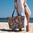 thumbnail image 4 of KLL Vintage Floral Print Large Beach Tote Bag Women Waterproof Sandproof Zipper Beach Tote Bag for Pool Gym Grocery Travel with Wet Pocket, 4 of 7