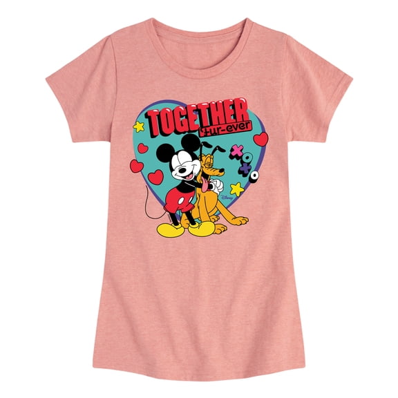 Disney - Together Fur Ever Mickey Pluto - Youth Girls Short Sleeve Graphic T-Shirt