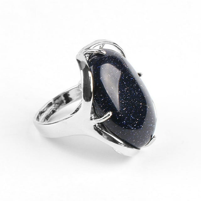 Bague Femme Reiki Chakra Bague Point de Guérison Lapis-Lazuli Unakite Bijoux
