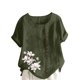 thumbnail image 1 of Vestidos Casuales Para Mujer, Blusas De Mujer De Moda Blusa informal de lino con cuello redondo, manga corta y botones para mujer, 1 of 4