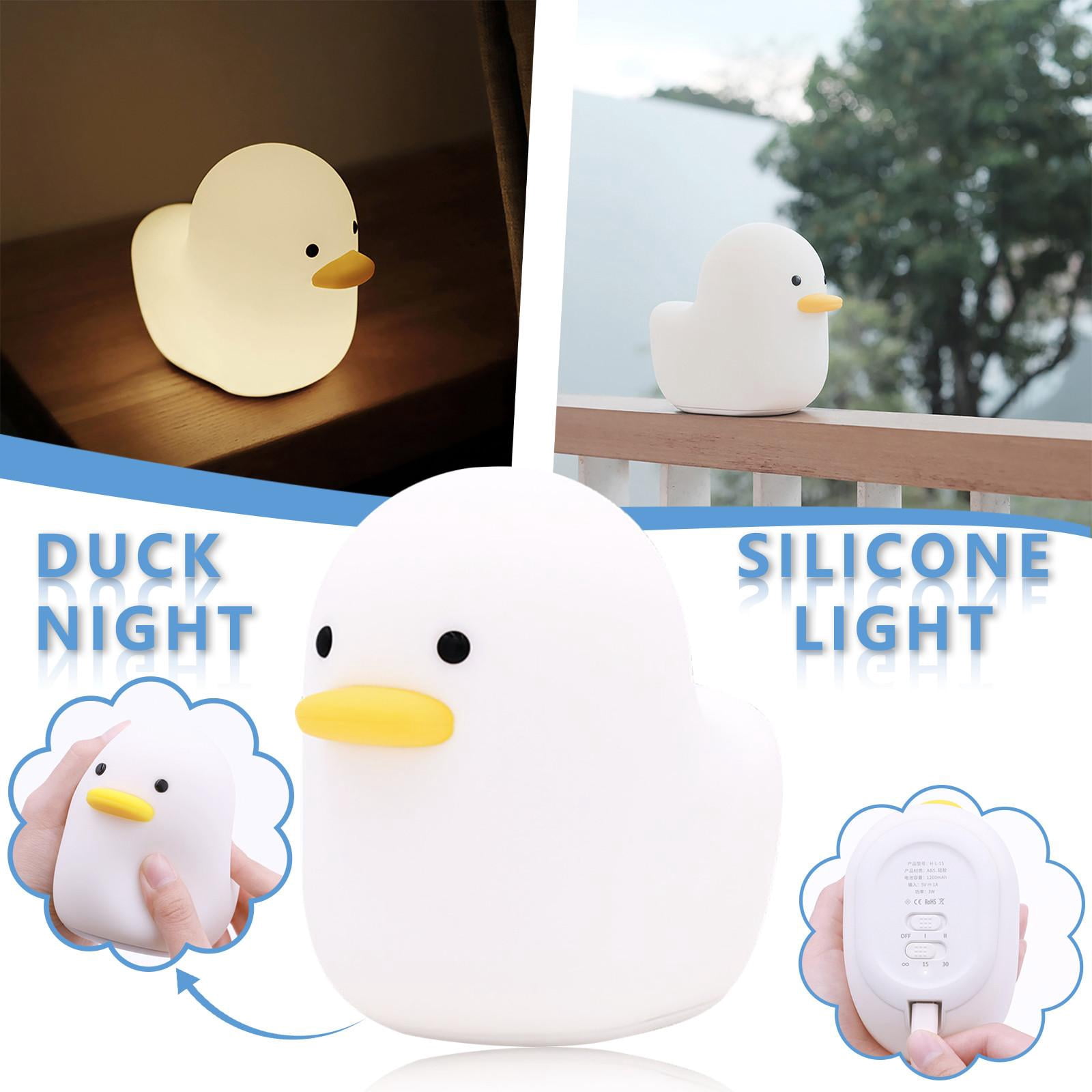Duck Silicone Night Light, Rechargeable USB Timing Tap Control, 1 Pack With Charging Cable, Soft Warm Cute Nursery Night Light for Bedroom Bedside Baby Kids Room Dorm Desk