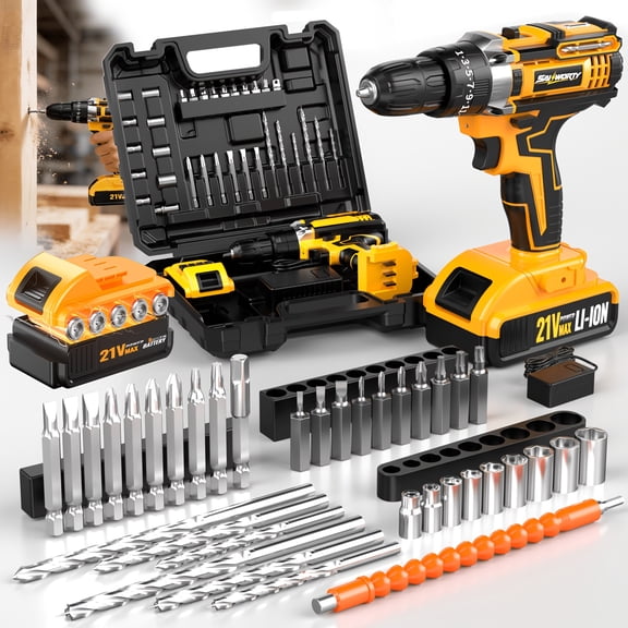 DGB Cordless Brushless Drill Rechargeable Electric Power Drill Driver Handheld Drilling Tool for Home Renovation Furniture Assembly Wood Drilling Household Improvement Projects