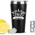 thumbnail image 3 of 20 oz Double-sided Vintage 1962 Coffee Tumbler Cup With Old Time Information, 60th Birthday Gifts for Women Men Parents, 60th Birthday Decoration, 60th Vacuum Cup with Lid Black, 3 of 6