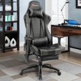 thumbnail image 3 of Goplus Massage Chaise de Jeu Chaise de Course Inclinable Réglable W / Appuie-Tête et Repose-Pieds Gris, 3 of 10