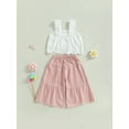 thumbnail image 4 of Bagilaanoe 2PCS Little Girl Outfits Floral Lace Sleeveless Crop Tops Flared Pants 3T 4T 5T 6T 7T 8T Kids Summer Casual Set, 4 of 9