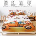thumbnail image 5 of Twin Sze Fitted Sheet Set - Happy Fall 2 Piece Bedding Sets 16" Deep Pocket Fitted Sheet with 1 Pillowcase, Orange Truck Maple Leaves Branch Thanksgiving Brushed Microfiber Hotel Luxury Bed Sheets, 5 of 9