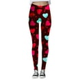 thumbnail image 4 of FASHOFT High Waisted Valentines Day Leggings for Women Soft Love Heart Printing Legging Tights Casual Yoga Pants Red M, 4 of 5