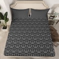 thumbnail image 2 of Feelyou Grey Damask Flower Full Size Sheets, Bohemian Gothic Moth Bed Sheets, 4pcs, 2 of 7