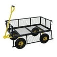 thumbnail image 3 of Heavy Duty Mesh Metal Garden Cart (880LBS Capacity) | Flat-Free Tires Utility Wagon | Removable Sides, Flexible Handle | Ideal for Yard, Garden Hauling (Yellow), 3 of 8