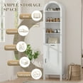 thumbnail image 4 of 70" Arched Bookshelf with Drawer & Cabinet, 6-Tier Arch Bookcase with Adjustable Shelf, Tall Arched Cabinet with Doors and Open Display Shelves, Modern Bookshelf with Drawers for Living Room, White, 4 of 5