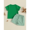 thumbnail image 6 of Toddler Baby Boy Summer Outfits 6 12 18 24 Months 2T 3T 4T Animal Embroidery Round Neck Short Sleeve Tops with Stripe Shorts Clothes Set, 6 of 9