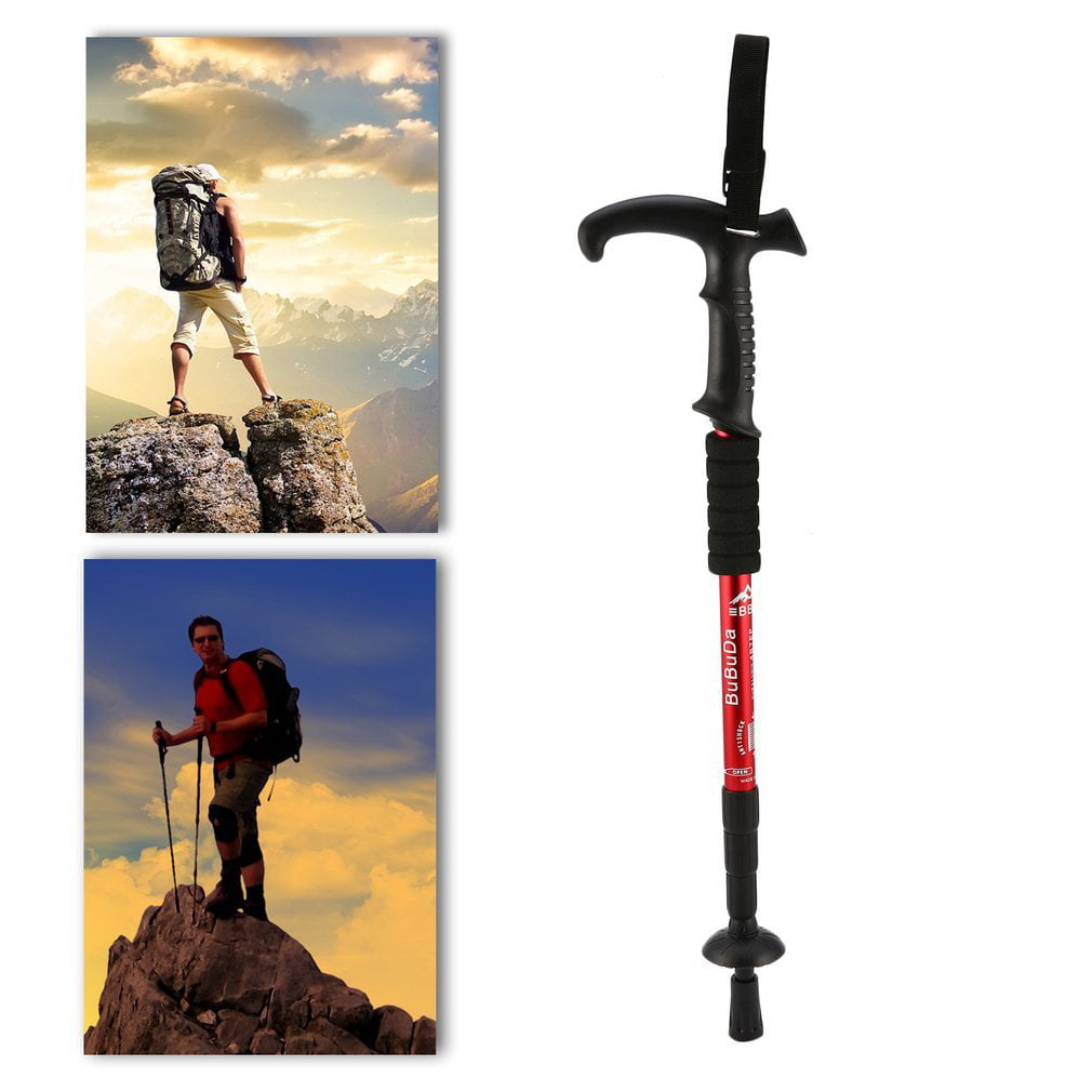 Telescopic Trekking Walking Hiking Stick Pole Adjustable Length Anti-Shock TOP