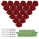 thumbnail image 1 of Uxcell 500pcs Cabezas de Rosa de Espuma 1.4" Flores Artificiales a Granel Sin Tallo con Hojas, Perlas y Diamantes para Manualidades, Rojo Vino, 1 of 5