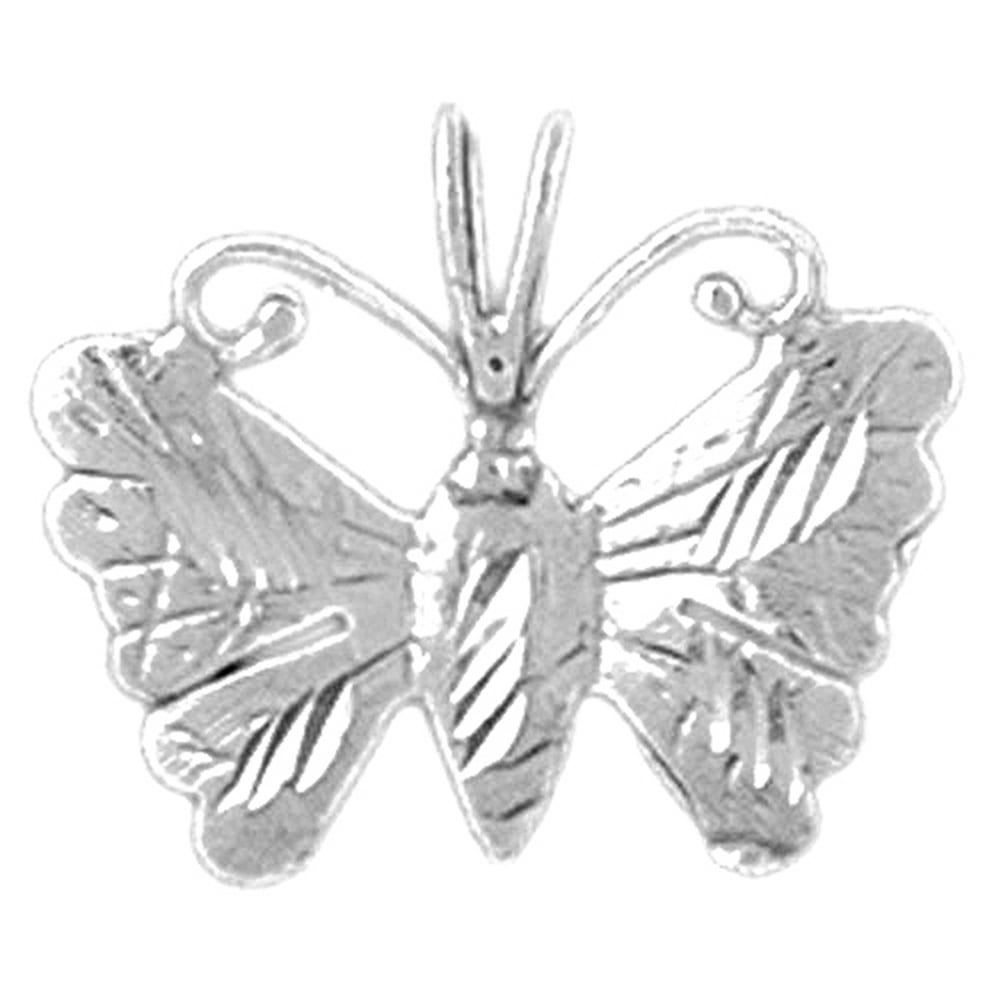 Jewels Obsession 18K White Gold Butterflies Pendant 15 mm Walmart