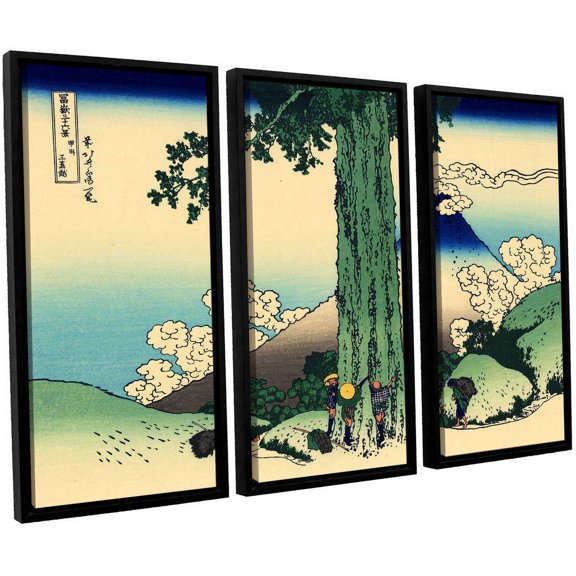 ArtWall Katsushika Hokusai "Mishima Pass in Kai Province" 3-Piece Floater Framed Canvas Set