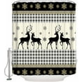thumbnail image 2 of Polyester Fabric Black Christmas Shower Curtain, Xmas Snowflake Elk Plaid Waterproof Bathtub Curtain Bathroom Decor Set with Hooks 66 x 72 Inches,, 2 of 6