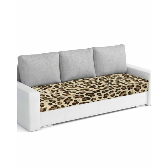 Leopard Sofa Couch Cushion Covers Washable, Removable Stretchable Sectional Couch Covers, Rustic Brown Animals Art Modern Slipcovers for L & T Shape Sofa Furniture Protector L Size 1 pc