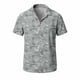 thumbnail image 5 of Ceisia Men's Breathable Four-Way Stretch Light Grey Tonal Botanical Leaf Print Cuban Collar Short Sleeve Hawaiian Beach Shirt Gift, 5 of 8