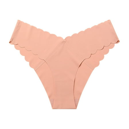 

EHTMSAK Hi Cut Panties for Women Seamless Bikini Underwear Breathable Underwear Soft Ice Silk Low Rise Briefs Pink S
