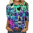 thumbnail image 2 of T-Shirt Imprimé Mode pour Femme Aqestyerly à Manches 3/4 avec Col Rond et Manches Courtes, 2 of 5
