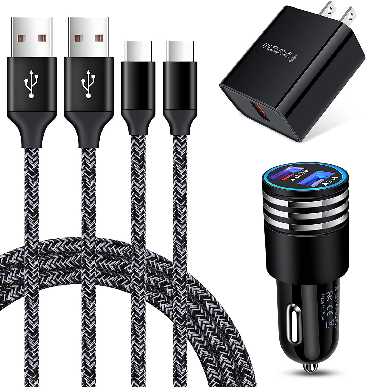 PRO 15W USB-C Car KIT Works for LG G8X ThinQ with Long Durable 6Ft Cable! CE UL Certified 