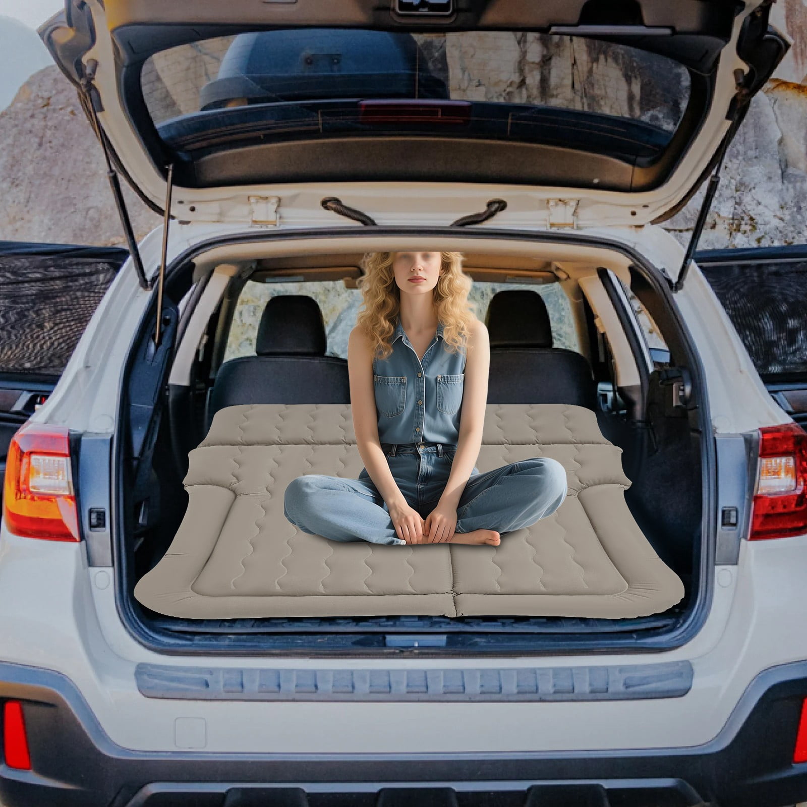 SUV Air Mattress, Inflatable SUV Mattress, Car Air Mattress for Various Types of SUVs and Off-road Vehicles (Grey)