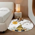 thumbnail image 2 of Yellow Gnomes Round Area Rug 4Ft Washable Circle Rugs for Bedroom Dining Room, Bees Spring Floral Daisy Branches Non-Slip Carpet Floor Mats Indoor Outdoor Carpet Runner Aesthetic Home Decor, 2 of 8